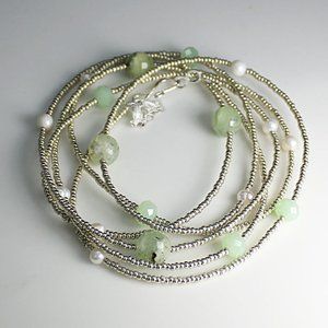 Ali & Bird Tourmaline Necklace/Wrap Bracelet, Green, Silver